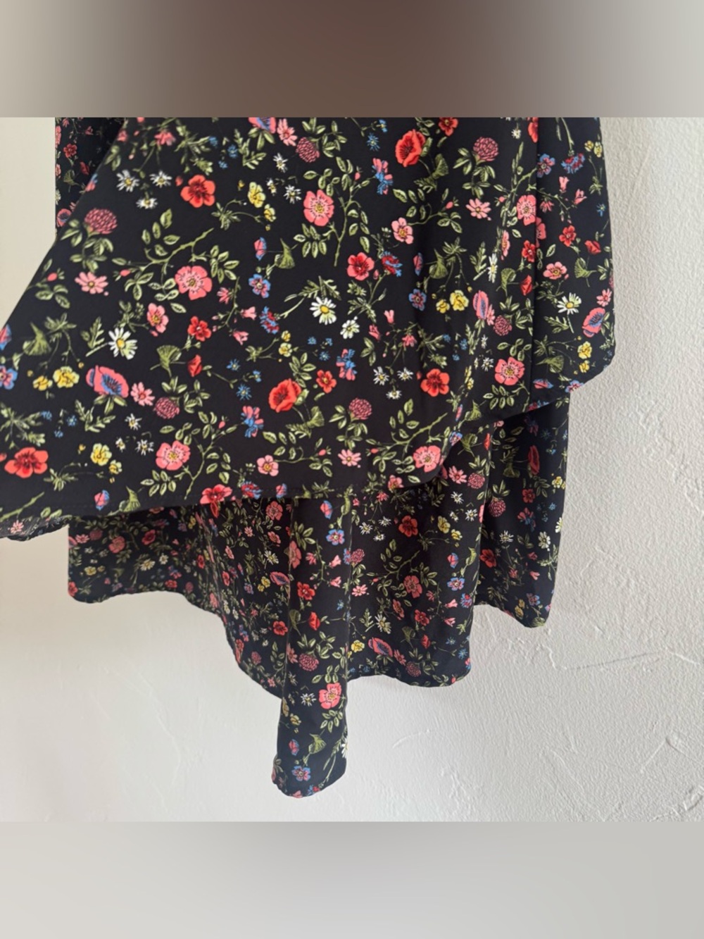 NWT Free People Flynn Skye Nadia Asymmetrical Skirt Midi High Slit Black Floral - Picture 8 of 13